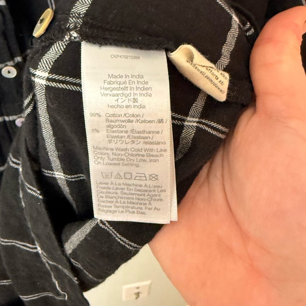 Madewell Windowpane Plaid Shirt Dress Mini Black XXL - Picture 4 of 7